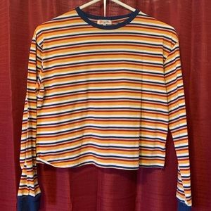 Long sleeve crop top with stripes